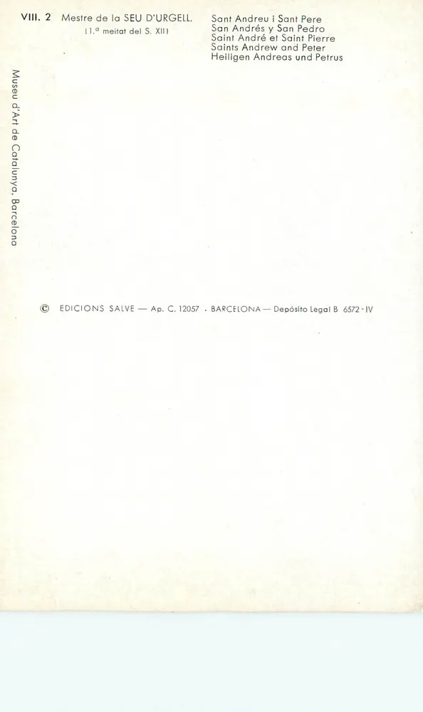 Saint André et Saint Pierre — Mestre de la SEU D'URGELL — Éd. Edicions Salvé - Verso
