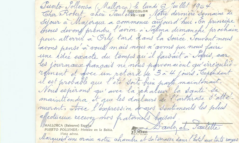 Puerto Pollensa (Majorque) — vue aérienne d'un hôtel côtier — NEVACOLOR N°139 - Verso