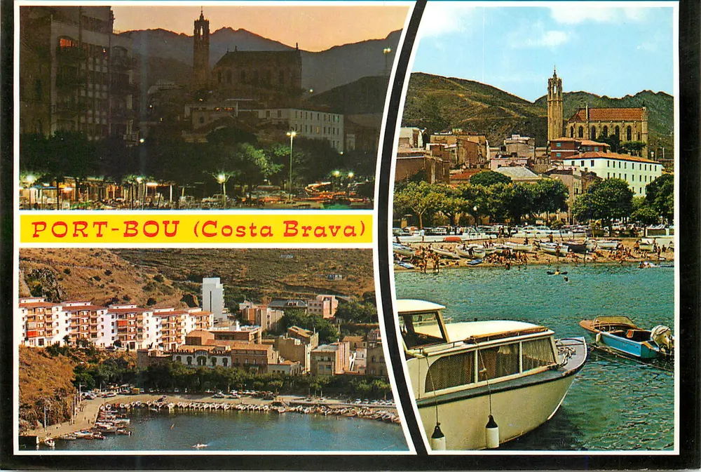 Port-Bou (Costa Brava) — vista panorâmica do porto, da praia e da igreja — editor Carrera - Frente