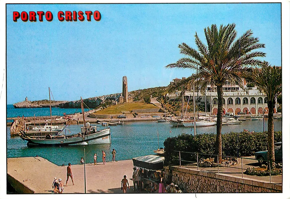 Porto Cristo — widok portu z łodziami i palmami — COFIBA Distribuciones, S.A. N° 388 - Awers