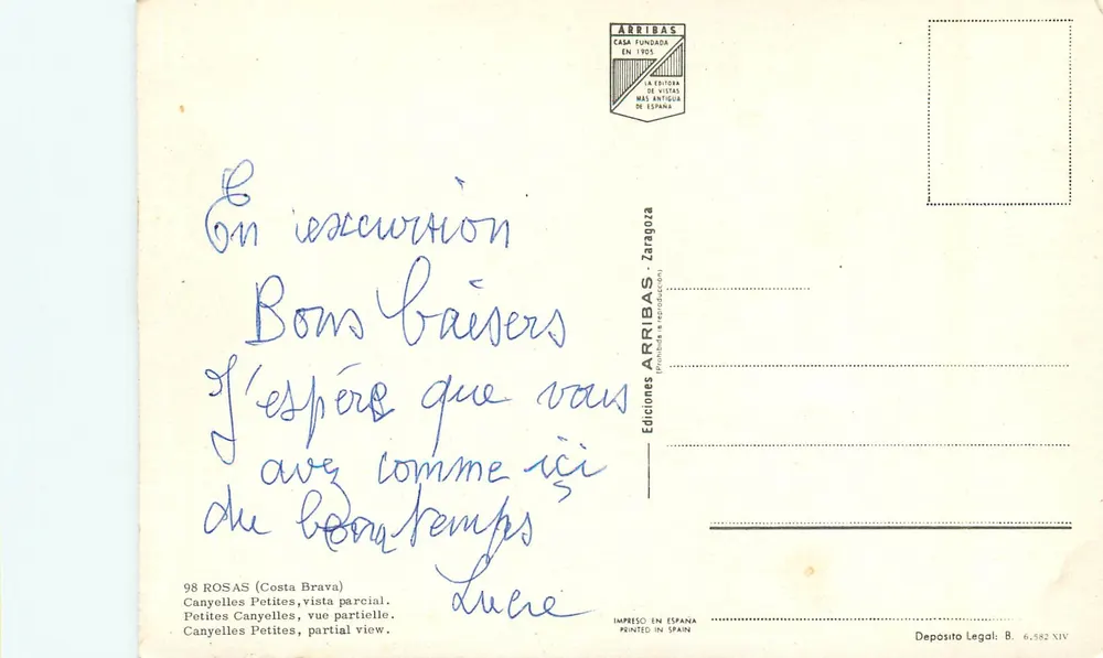 Canyelles (Costa Brava) — vue partielle — Éditions ARRIIBAS - Verso