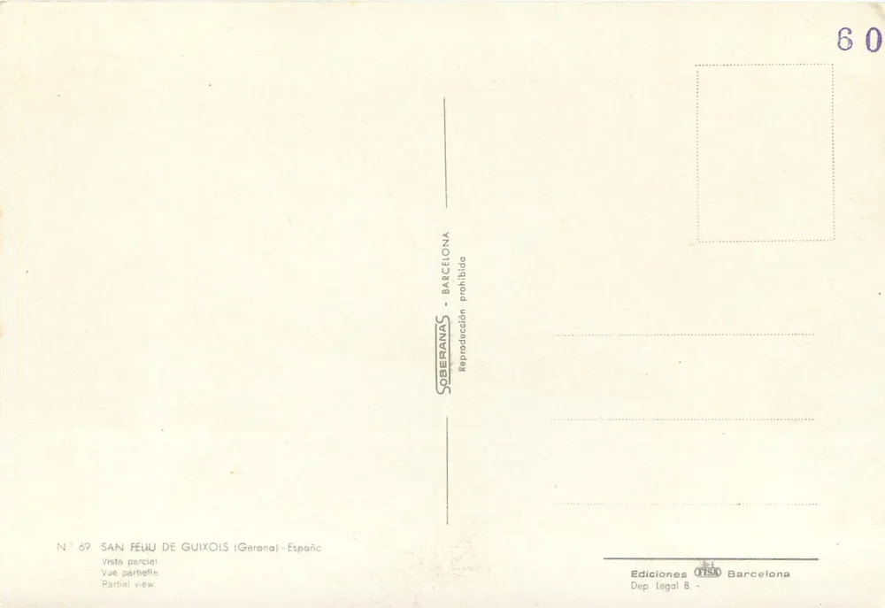 San Feliu de Guixols — vista parcial — Ediciones CISM Barcelona, n° 69 - Verso