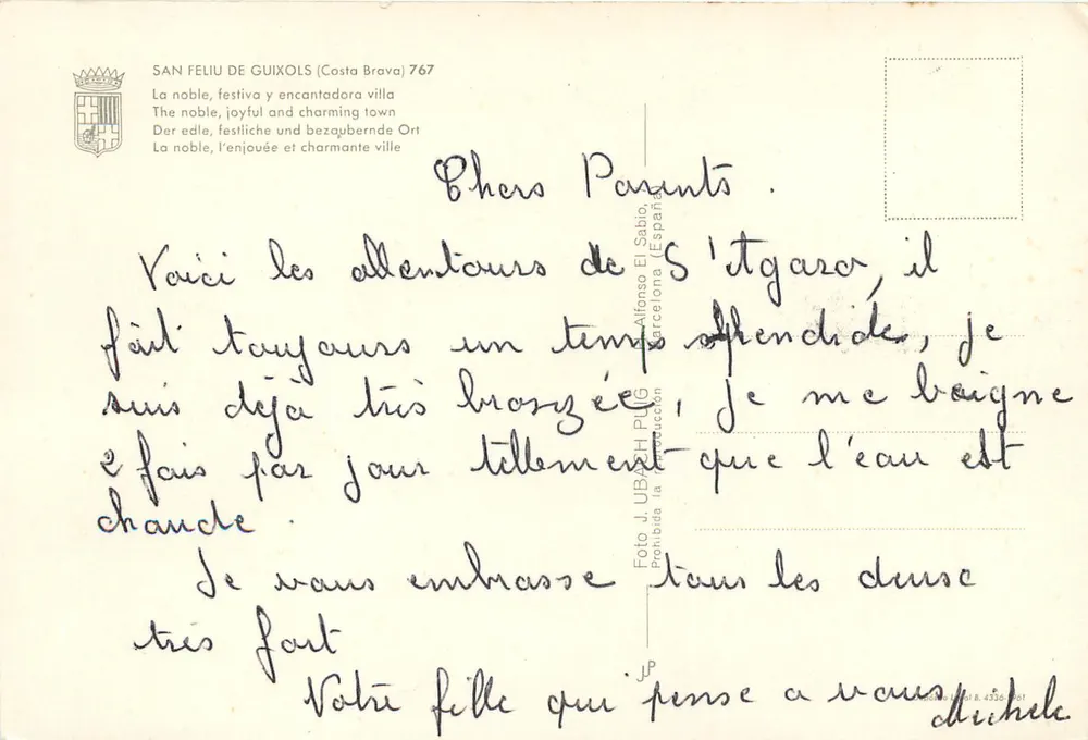 San Feliu de Guixols — vue panoramique et carte — éditeur J. UBAH PUGH - Verso