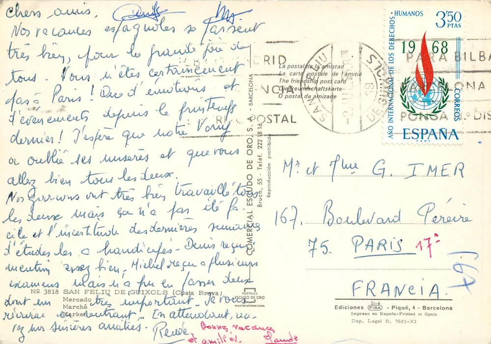 Markt von San Feliu de Guixols — Costa Brava — Editionen Piqué, Nr. 3618 - Rückseite