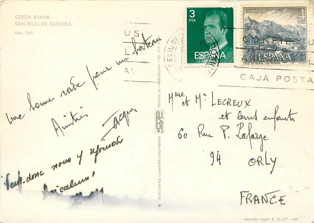 San Felíu de Guíxols — Costa Brava — éditeur N° 2760 - Verso