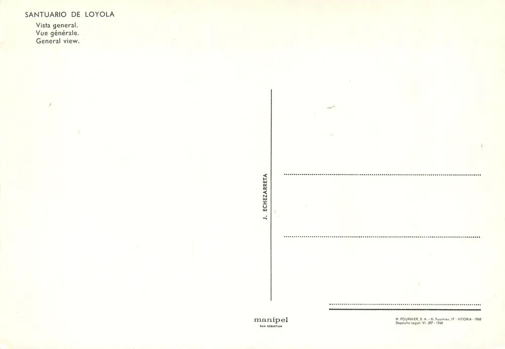 Santuario de Loyola — Vista geral — J. Echezarreta, H. Fournier, Vitoria 1968 - Verso