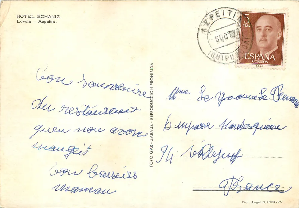 Hotel Echaniz — Loyola — Azpeitia — Wydawca Zarauz - Rewers