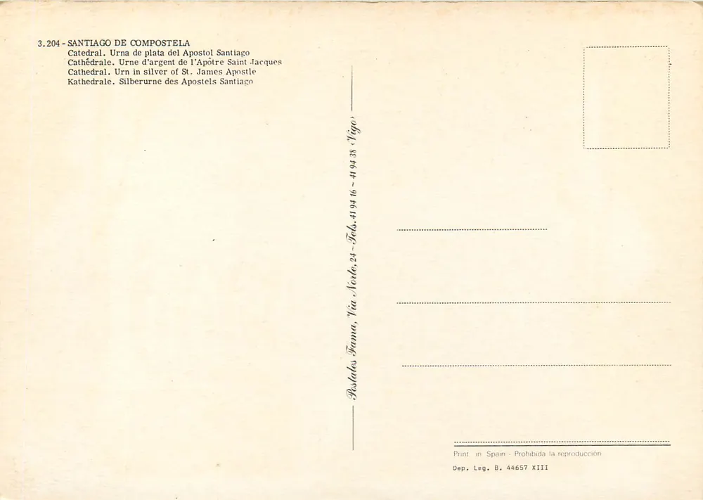Santiago de Compostela — Kathedrale. Silberne Urne des Apostels Santiago — Béthelos Fanna, n° 3.204 - Rückseite