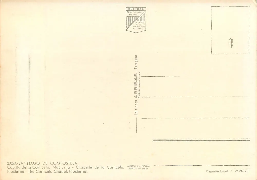 Capilla de la Corticela - Nocturne - Santiago de Compostela — Éditions Arríbas, Zaragoza - Verso