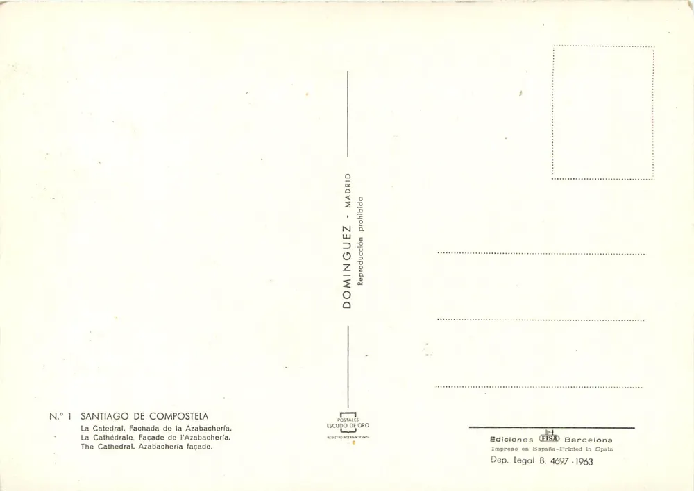 Santiago de Compostela — Kathedrale, Fassade der Azabachería — Dominguez Escuro de Oro, n°1 - Rückseite