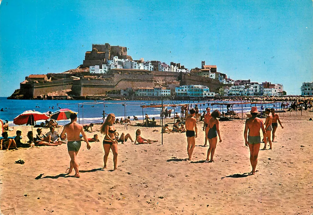 Peñíscola — Vista geral da praia e do castelo — Gráficas Harris (Barcelona) - Frente