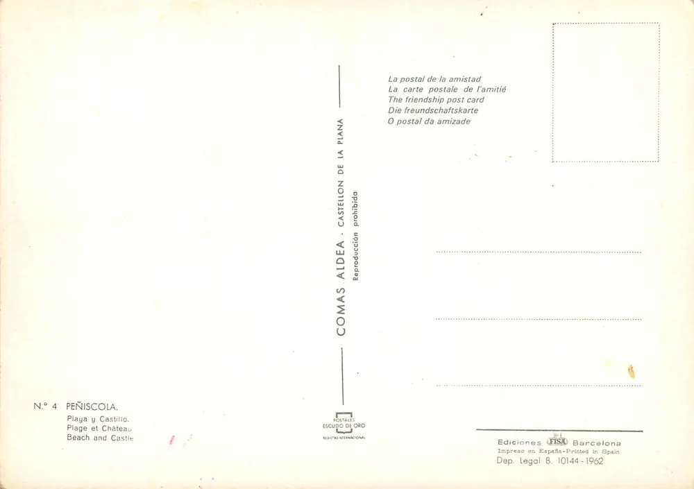 Peñíscola — praia e castelo — Comas Aldea, N°4 - Verso