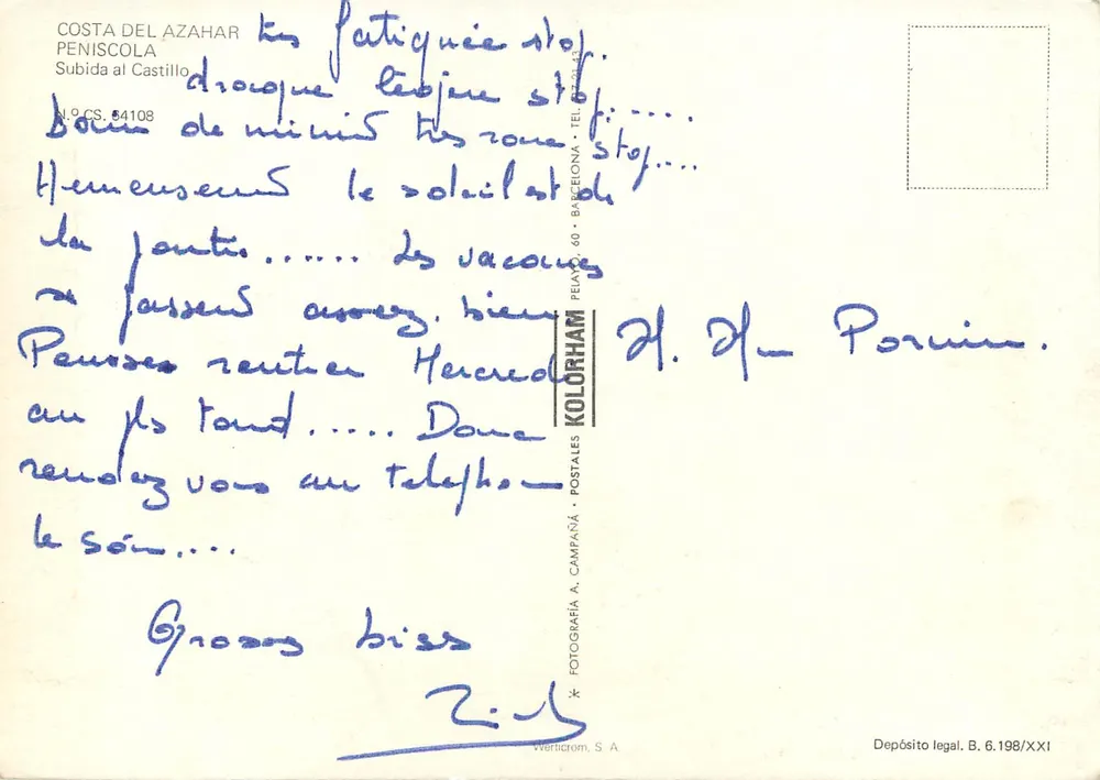 Costa del Azahar - Salita al Castello — Kolorham Postales, n° CS. 54108 - Verso
