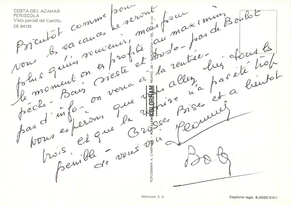 Costa del Azahar — Teilansicht des Schlosses — Photographie von A. Campas - Rückseite