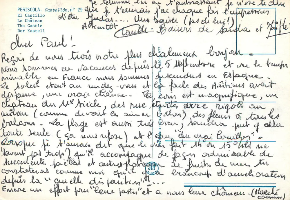 Peñíscola — vista do castelo e da praia — editor Castellón n°29 - Verso