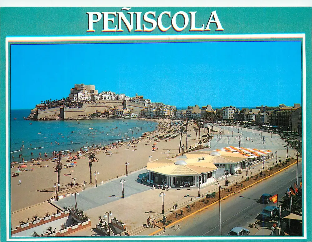 Peñíscola — widok panoramiczny plaży i zamku — Wydawnictwo Arribas, Santiago Quiallar - Awers