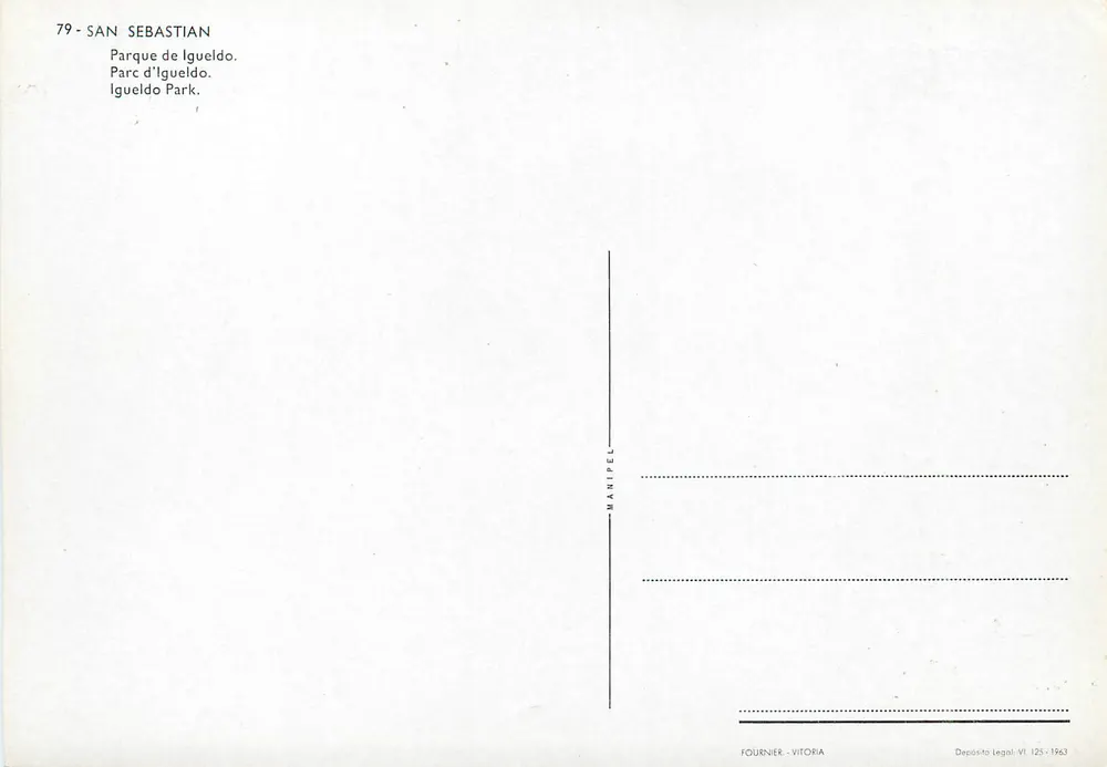 San Sebastián — Parque de Igueldo — Fournier-Vitoria n°79 - Verso