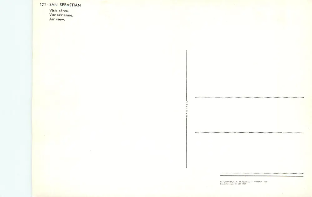 San Sebastián — vista aerea — H. Fournier, S.A., Vitoria - Verso