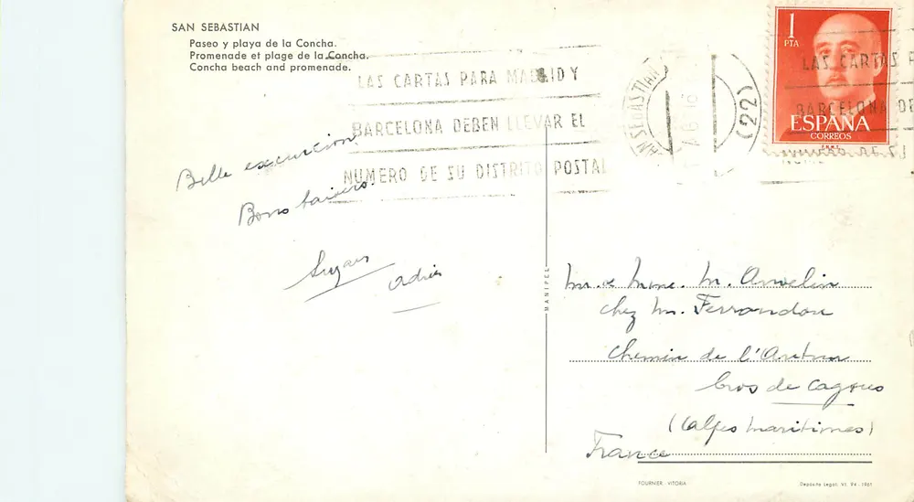 San Sebastián — Paseo y playa de la Concha — Fournier, Vitória - Verso