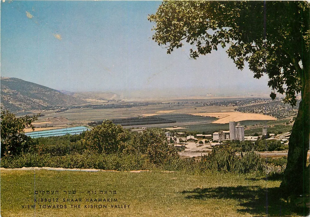 Kibbutz Shaar Haamakim — Blick in das Tal des Kishon — Verlag Palphot, Nr. 5679 - Vorderseite