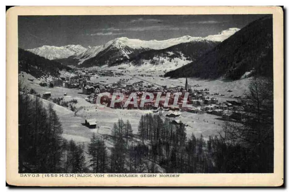 Davos (1559 m.ü.M.) — Aussicht vom Gemstäger nach Norden — E. Meerkämper, Davos - Vorderseite