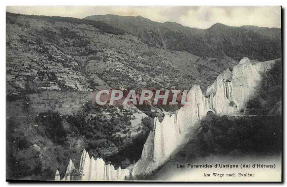 As Pirâmides de Useigne (Val d'Hérens) — vista panorâmica — editor não identificado - Frente