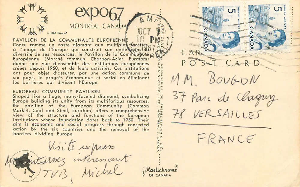 Pavillon der Europäischen Gemeinschaft — Expo 67 — Mastichrome Kanada - Rückseite