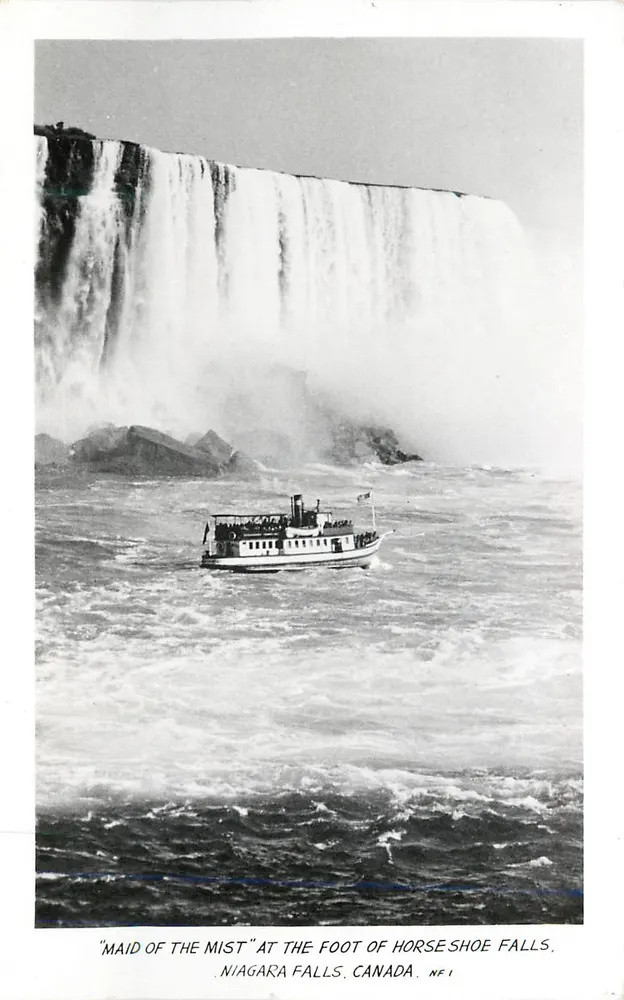 Maid of the Mist — Cachoeira do Niagara, Canadá — King Postcard, série NF 1 - Frente