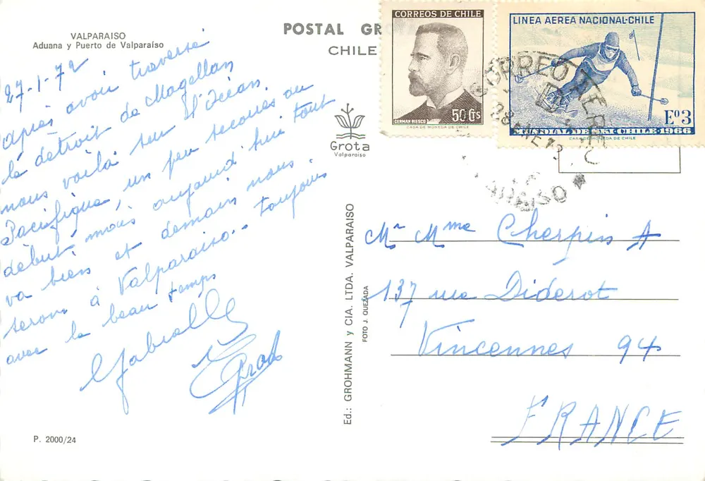 Port de Valparaíso — vue aérienne — Éd. Grota, n° P. 2000/24 - Verso