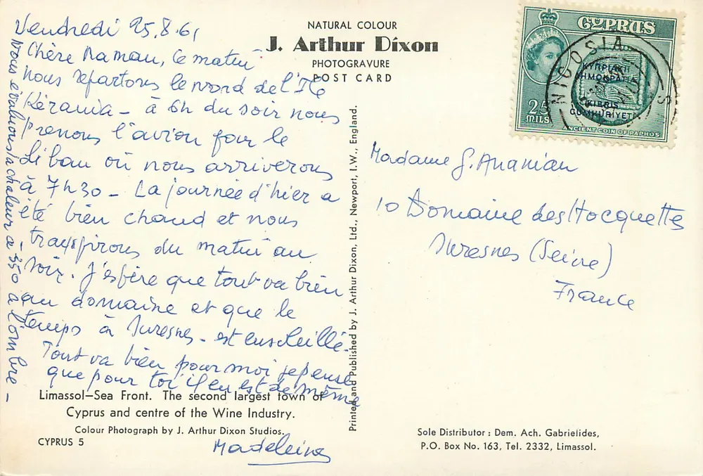 Limassol - Küstenfront — zweitgrößte Stadt Zyperns und Zentrum der Weinindustrie — J. Arthur Dixon, Limassol - Rückseite