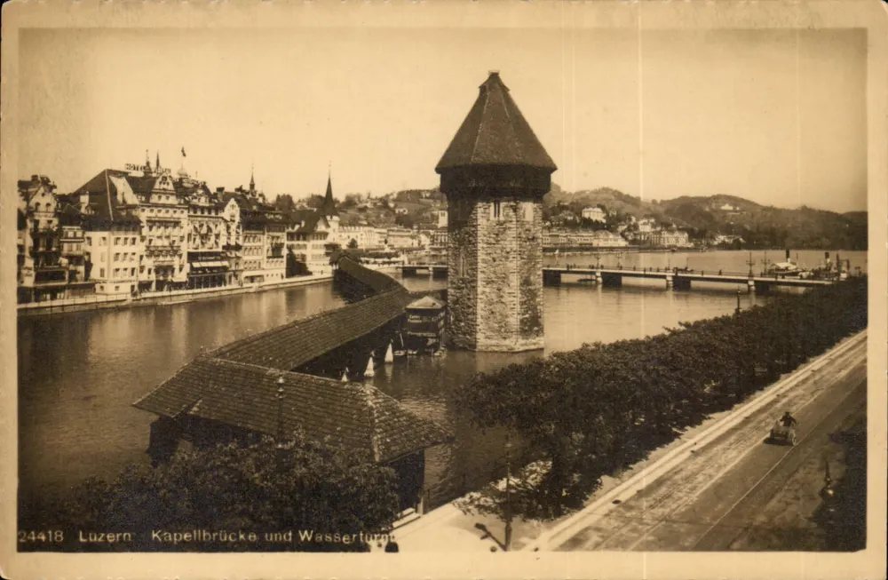 Luzern — Kapellbrücke e Wasserturm — Währli A. G., Kitchberg-Zürich, n° 24418 - Frente