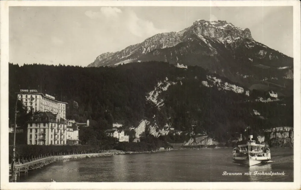 Brunnen mit Frohnalpstock — Grand Hotel — Photoglob-Ausgabe, Zürich, Nr. 1658 - Vorderseite