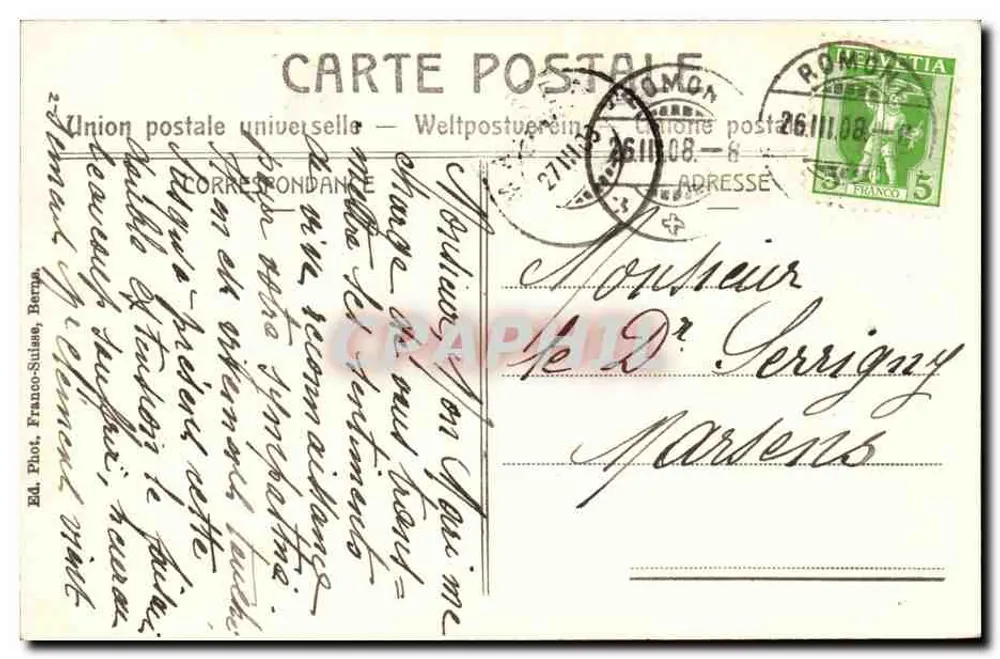 Romont. O Castelo — B. & F., n° 1178 - Verso