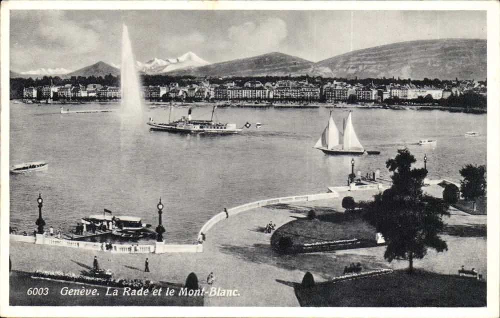 Genf. Der Hafen und der Mont-Blanc — 6003 — Verlag nicht sichtbar - Vorderseite