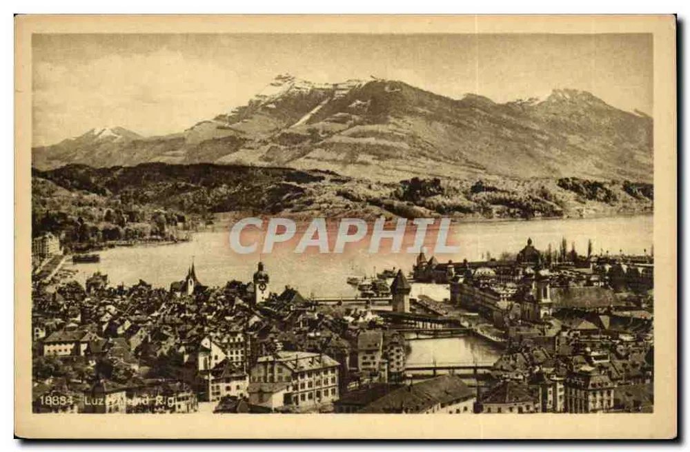 Luzern i Rigi — widok panoramiczny — Wahrfri A.-G., Kilchberg-Zürich - Awers