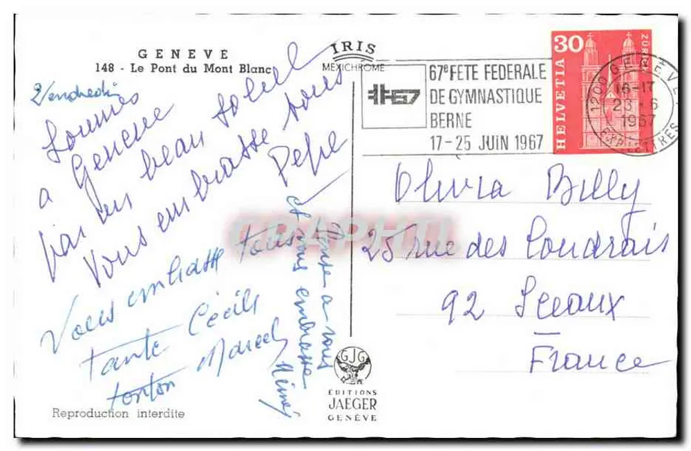 Genebra - O Ponte do Monte Branco — Éditions Jaeger, n°148 - Verso