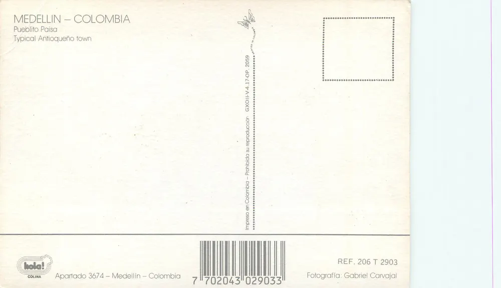 Medellín — Pueblito Paisa — Colina - Reverso