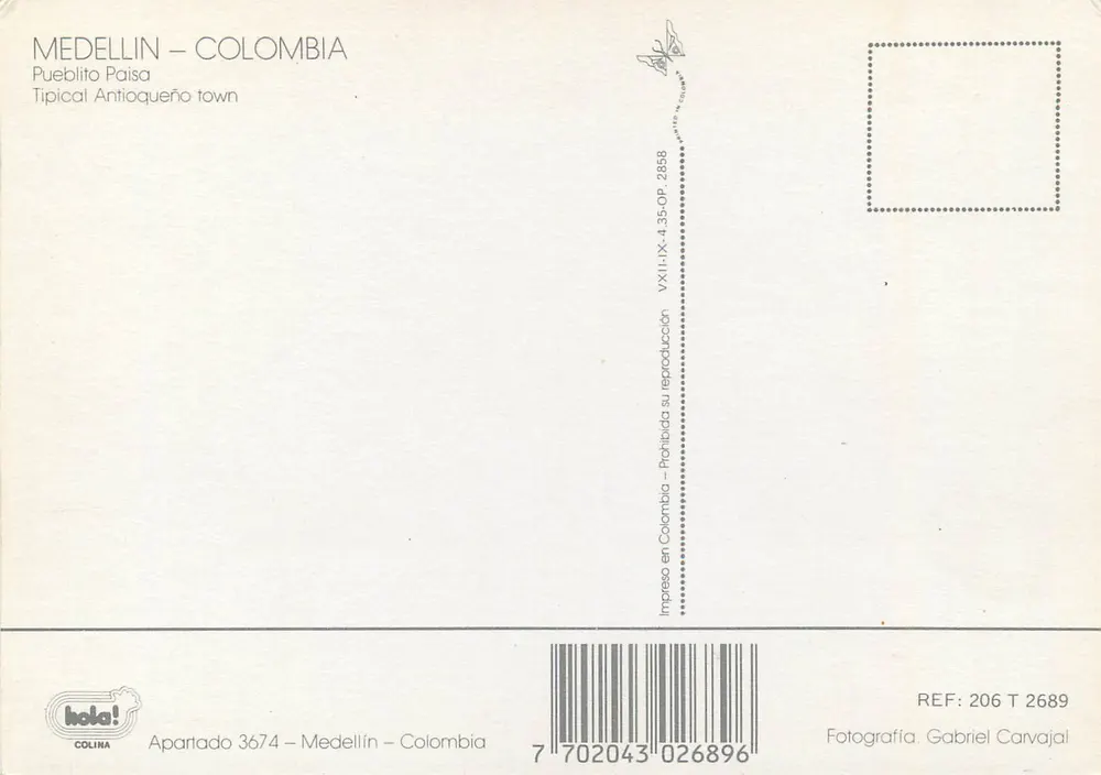 Medellín — Pueblito Paisa, pueblo típico antioqueño — editor hola! n° 2858 - Reverso