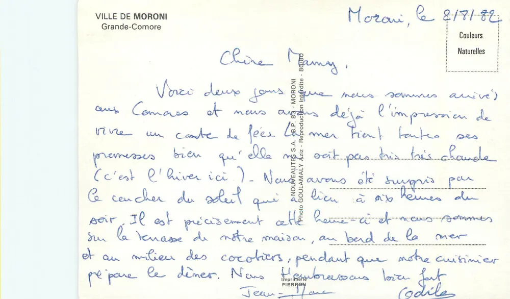 Porto de Moroni — Grande-Comore — Imprensa Pierron - Verso