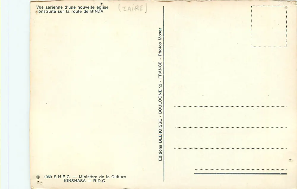 Neue Kirche — Luftbild über die Straße von Binza — Éditions Boulogne-Moser - Rückseite