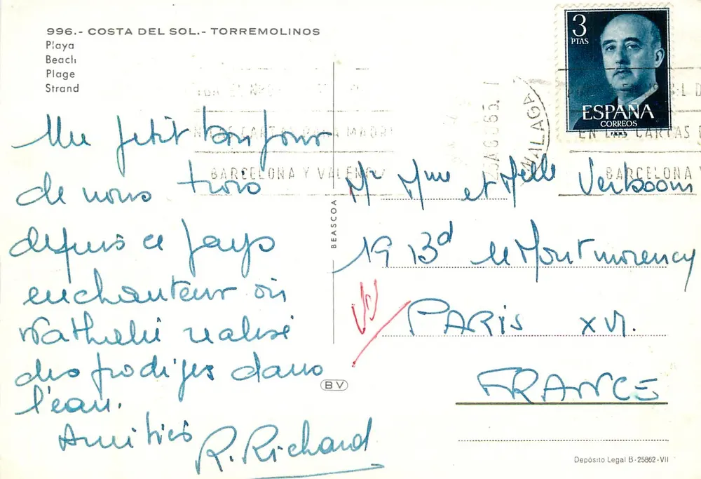 Praia de Torremolinos — Costa do Sol — editor Beascoa, n° 996 - Verso