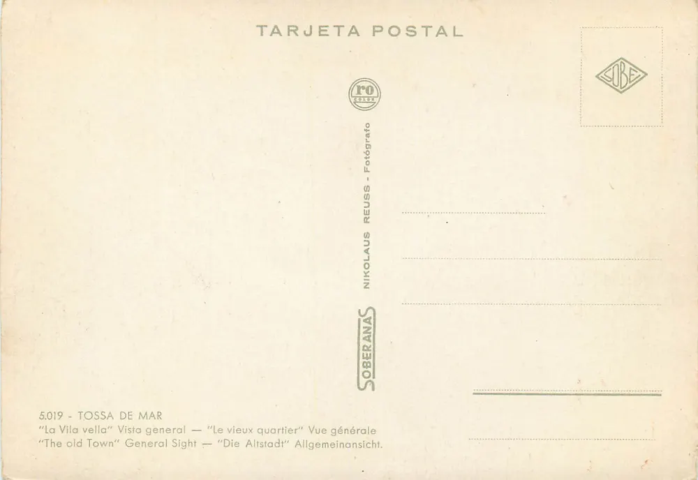 Tossa de Mar — Stare dzielnice — SOBERANAS - Rewers