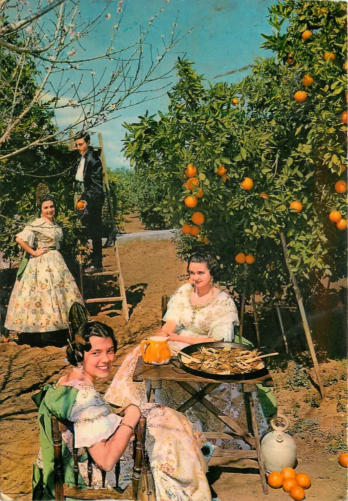 Paella dans un verger d'orangers — Série 19, n° 135 — Durà - Valence - Recto