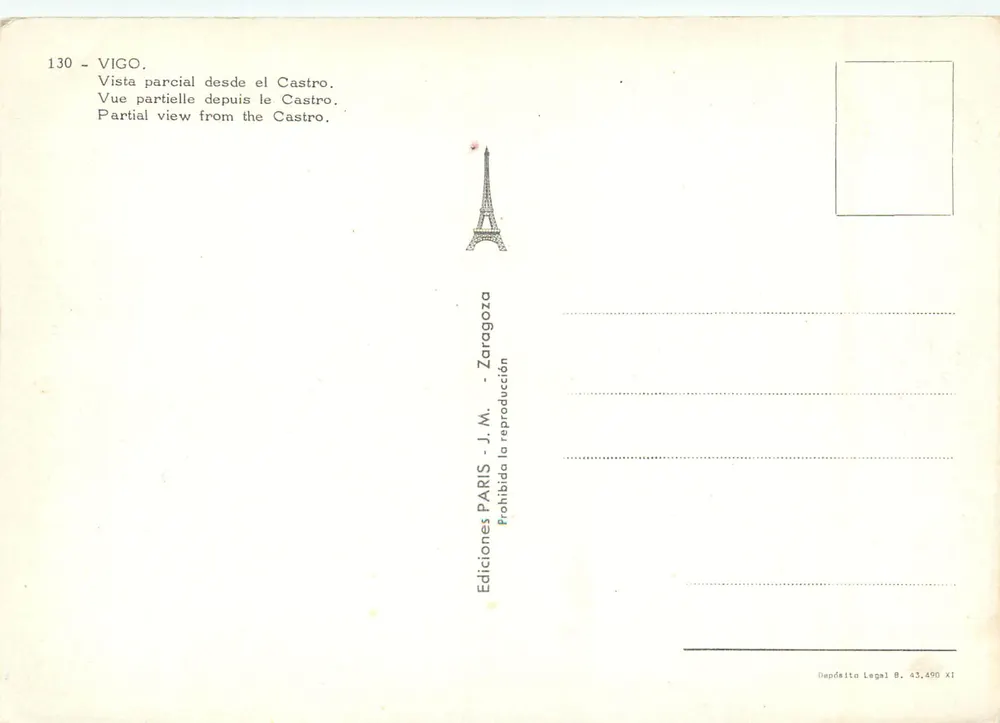 Vigo — Vista parziale dal Castro — Edizioni J.M. Zaragoza - Verso