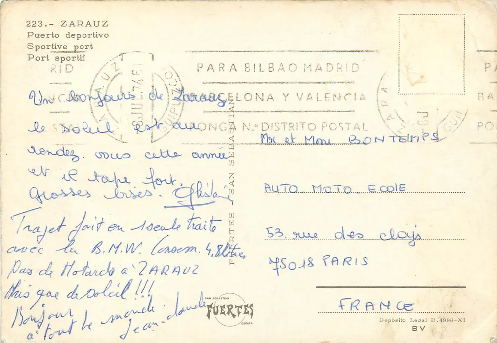 Zarautz — Sportieve haven — Uitgever Fuertes, n°223 - Achterkant
