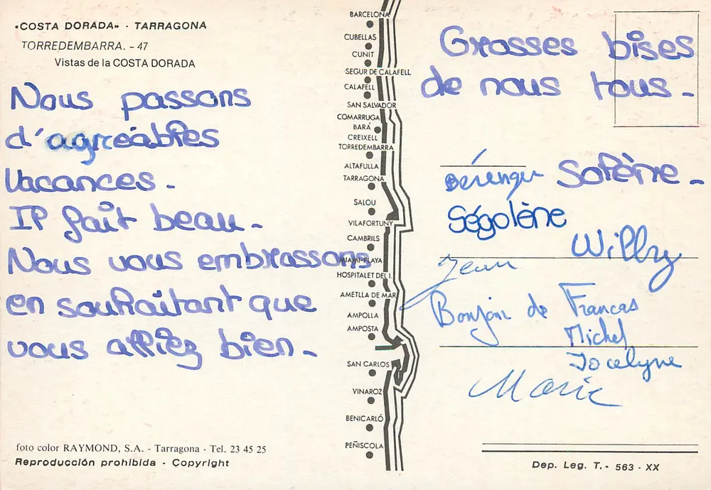 Costa Dorada — Torredembarra, Altafulla, Creixell, Roc S. Cayetano, Comarruga — editor RAYMOND S.A. - Verso