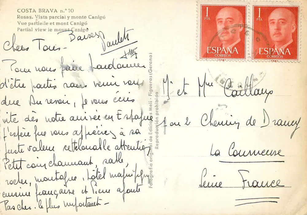 Costa Brava n.º 10 — Vue partielle du mont Canigó — Éditions Meli, Gérone - Verso