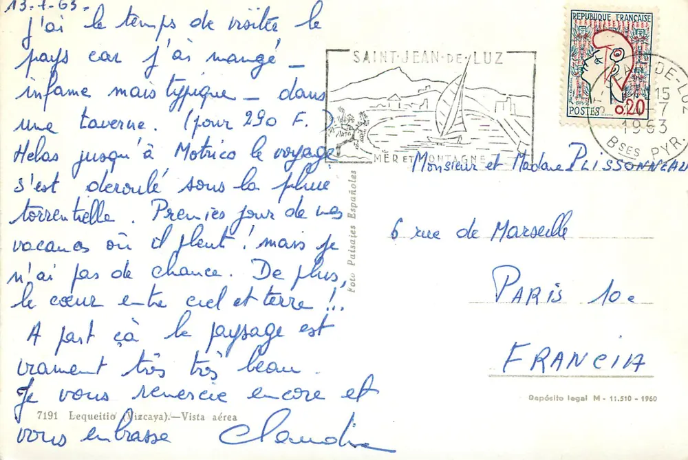 Lequeitio (Bizcaya) — Vista aérea — Editor: 'Paisajes Españoles' n°7191 - Verso