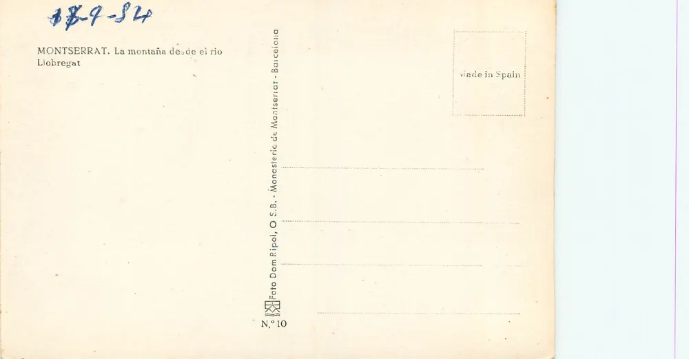 Montserrat — Der Berg des Flusses Llobregat — Kloster Montserrat, O.S.B., Foto Dom Ripol, Nr. 10 - Rückseite