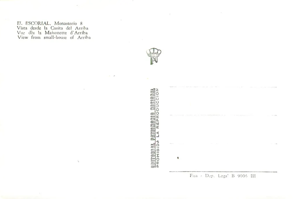 El Escorial — Monasterio 8 — Editorial Patrimonio Nacional - Reverso